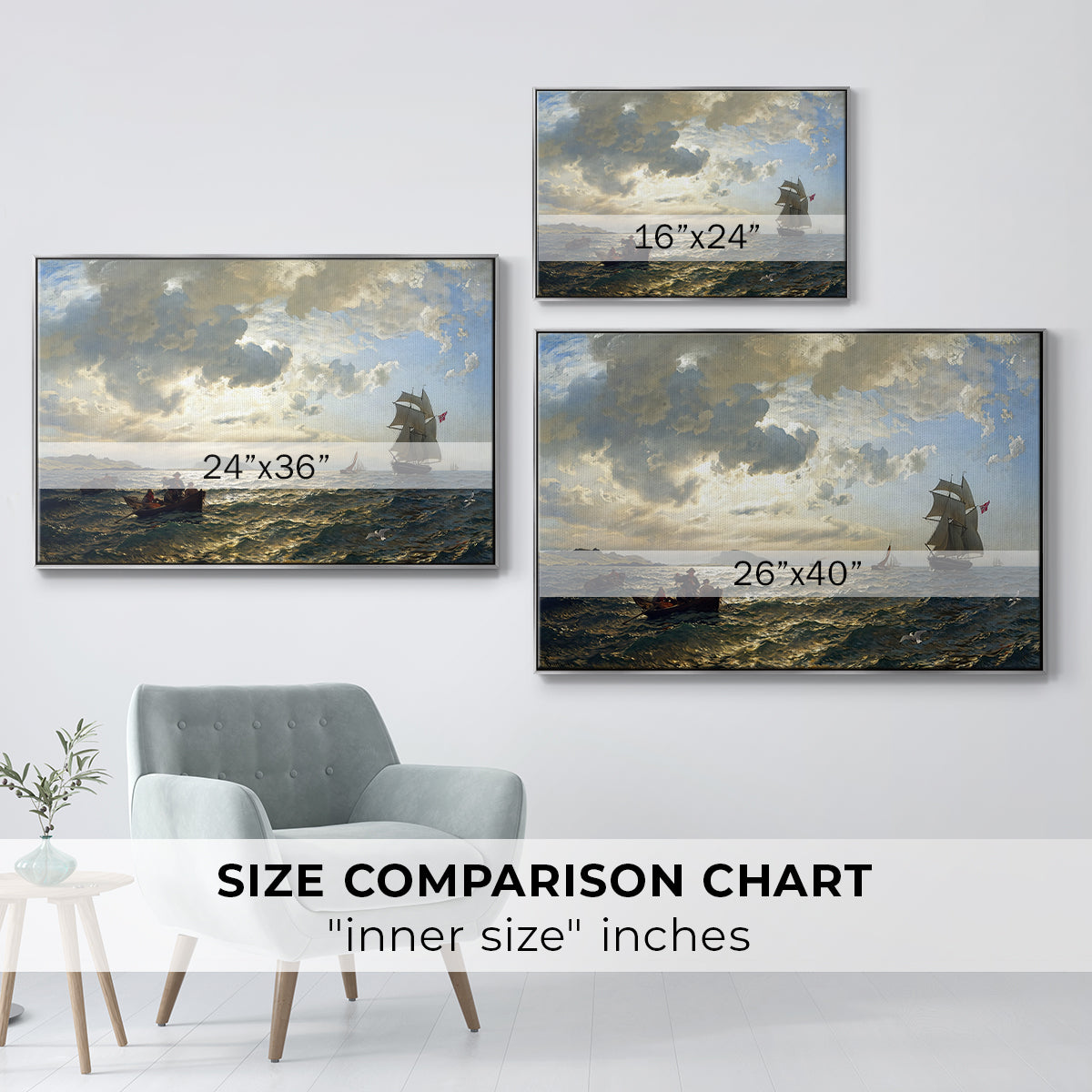 Fresh Breeze on the Norwegian Coast, 1876 - Floater Framed Canvas Print