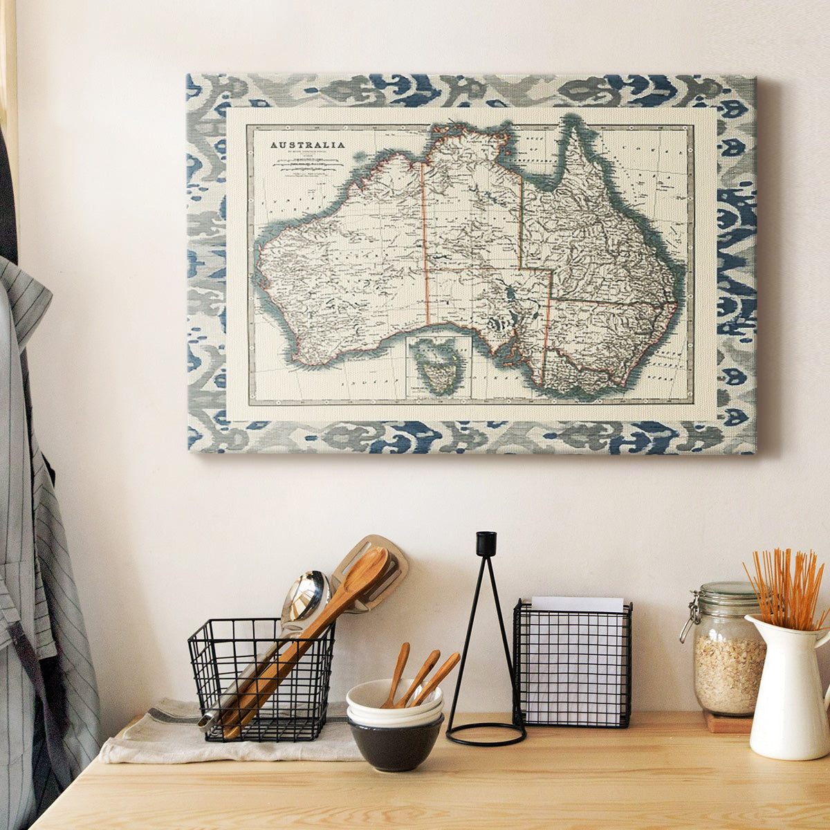 Bordered Map of Australia Premium Gallery Wrapped Canvas - Ready to Hang