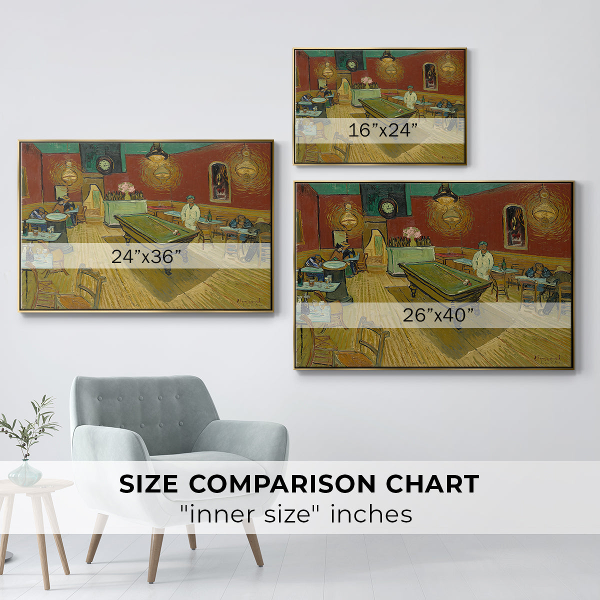 The Night Café, 1888 - Floater Framed Canvas Print