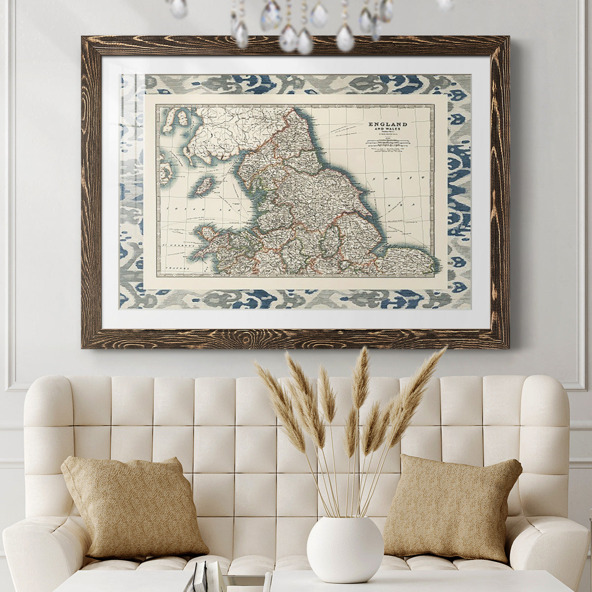 Bordered Map of England & Wales-Premium Framed Print - Ready to Hang