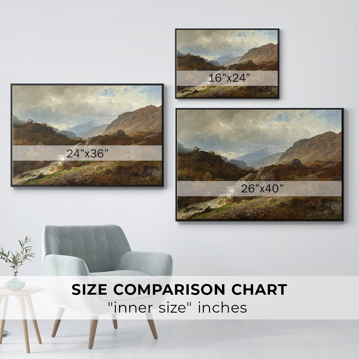 Mountain Landscape, 1864 - Floater Framed Canvas Print