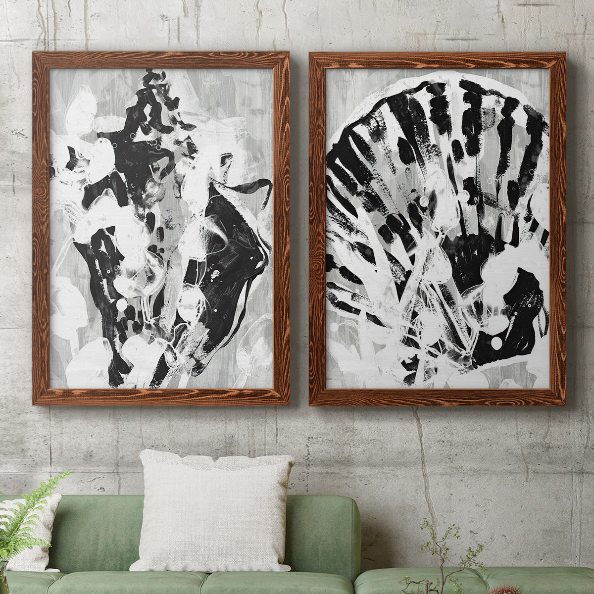 Ocean Inkblot I - Premium Framed Canvas 2 Piece Set - Ready to Hang