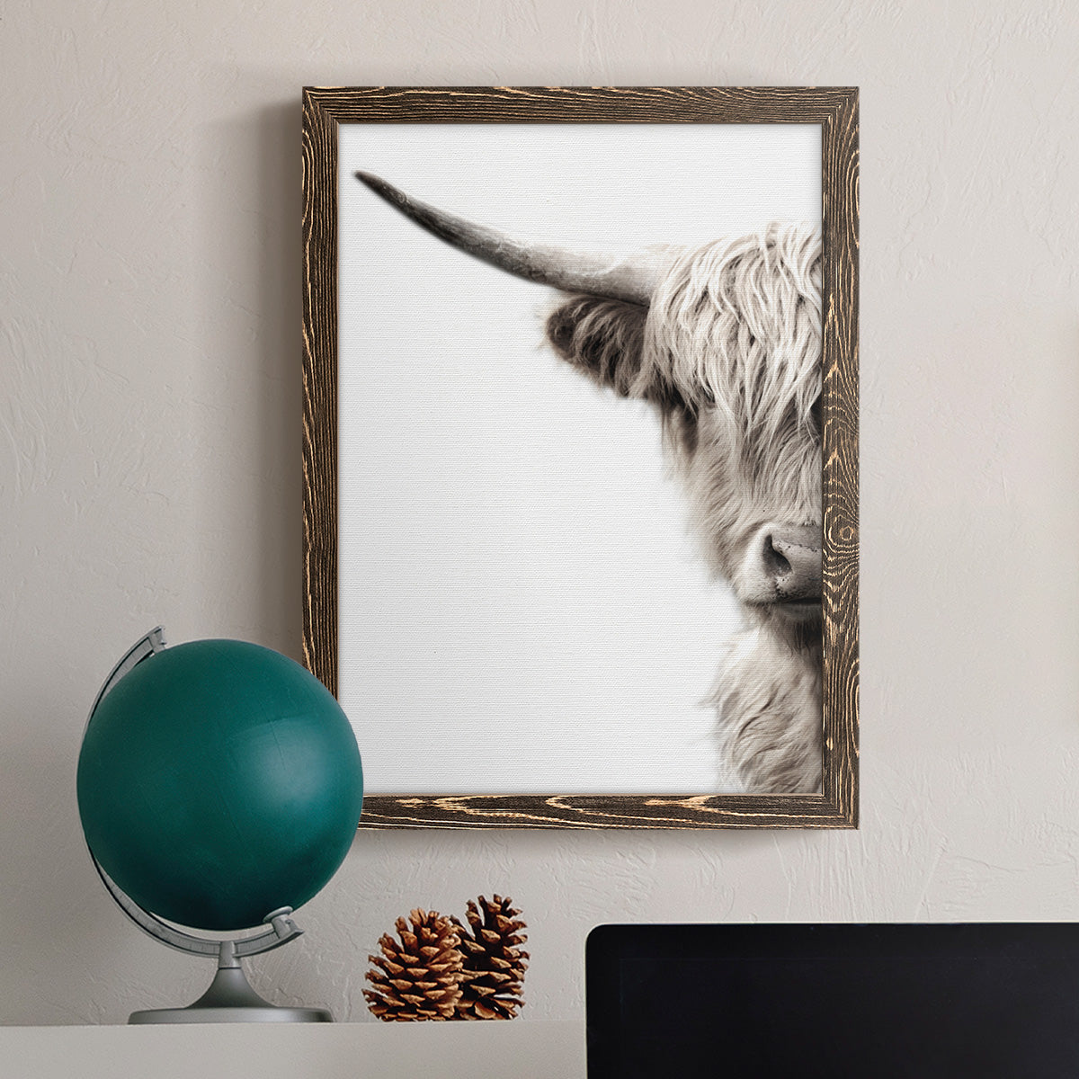 Highland Cattle - Premium Canvas Framed in Barnwood - Ready to Hang