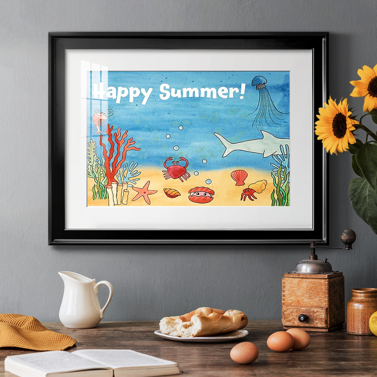 Cute Sea Creatures I - Modern Framed Art Print