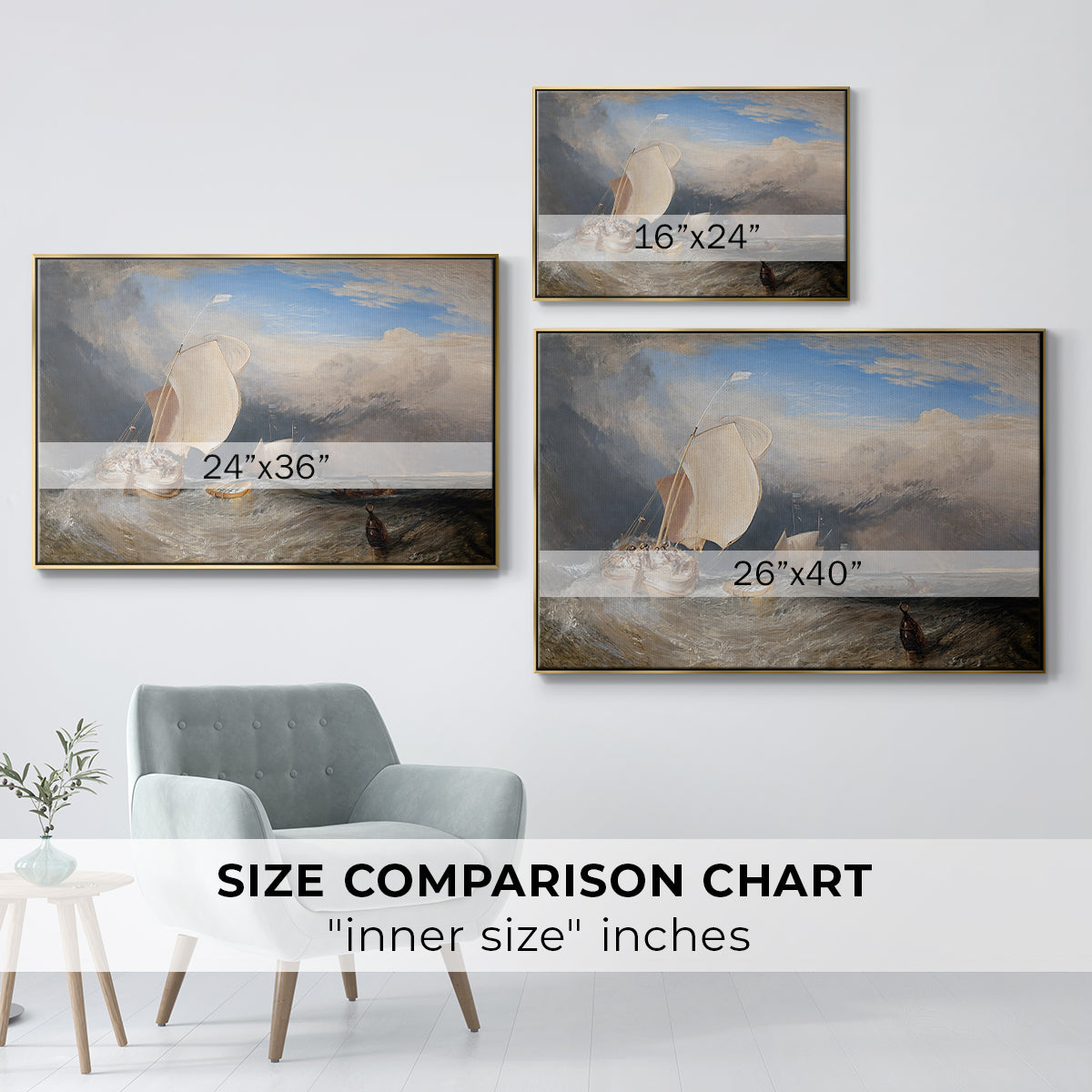 Fishing Boats with Hucksters Bargaining for Fish, 1837-1838 - Floater Framed Canvas Print