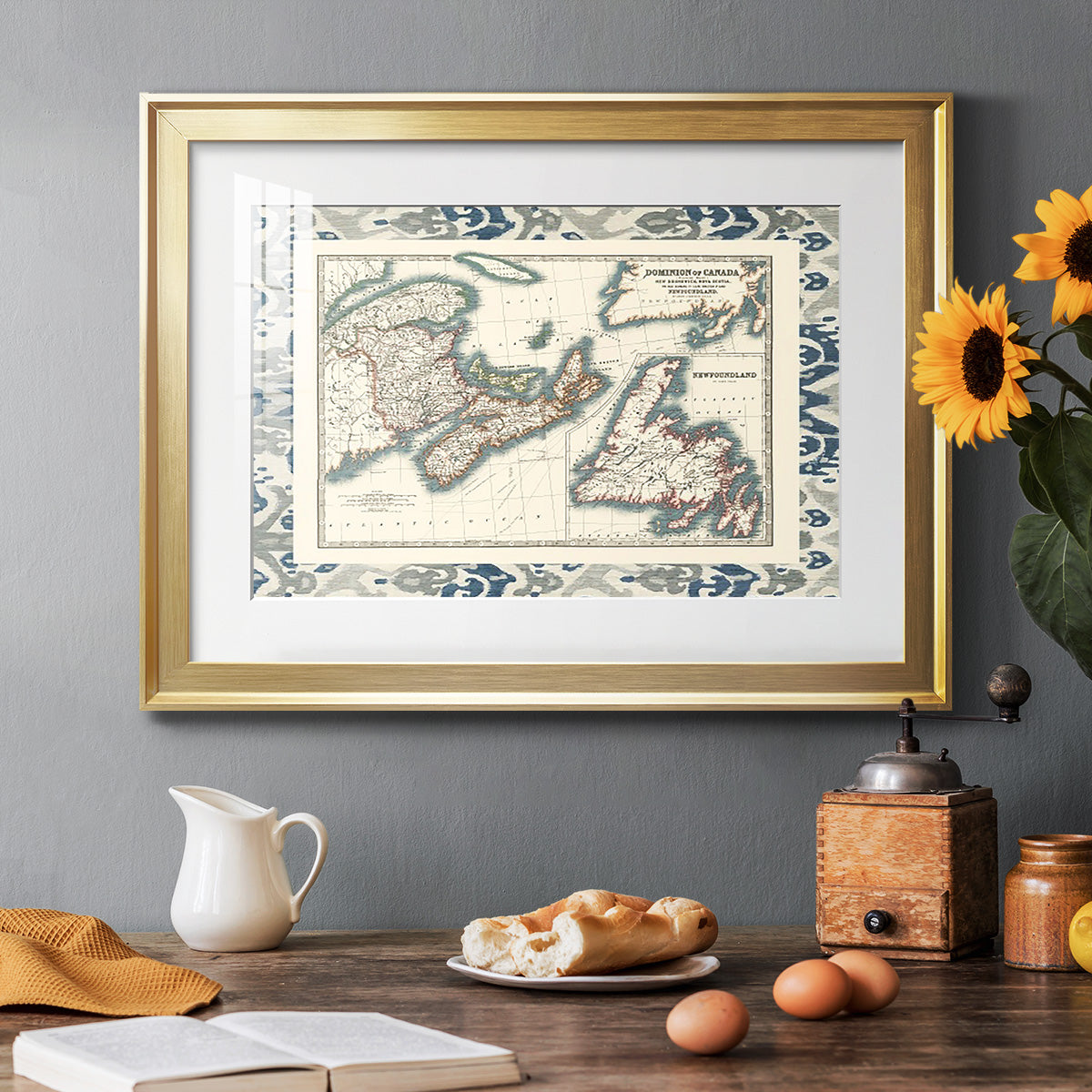 Bordered Map of Canada - Modern Framed Art Print