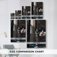 Size comparison chart for canvas art prints, showing multiple size options.