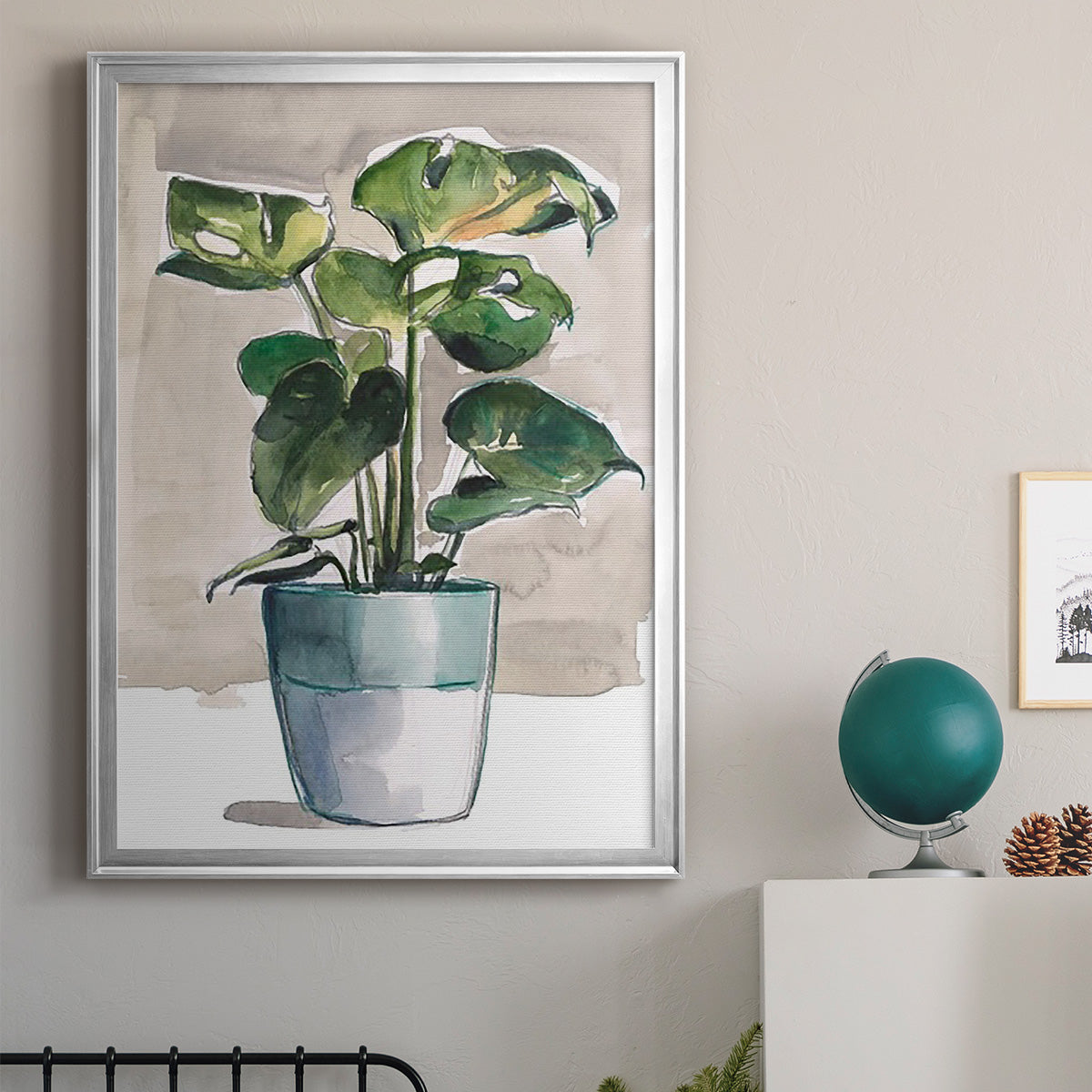 Potted Houseplant II - Modern Framed Canvas Print