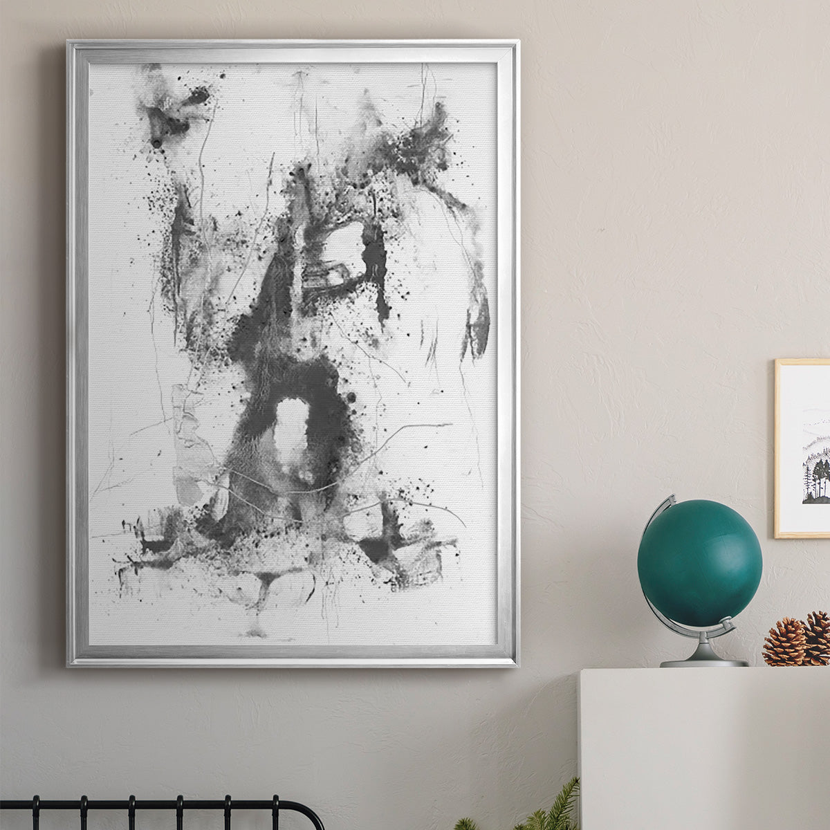 Graphite Abstract II - Modern Framed Canvas Print