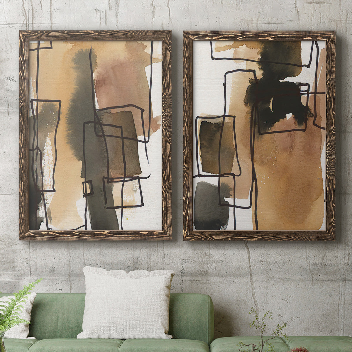 Retro Vibe III - Premium Framed Canvas 2 Piece Set - Ready to Hang