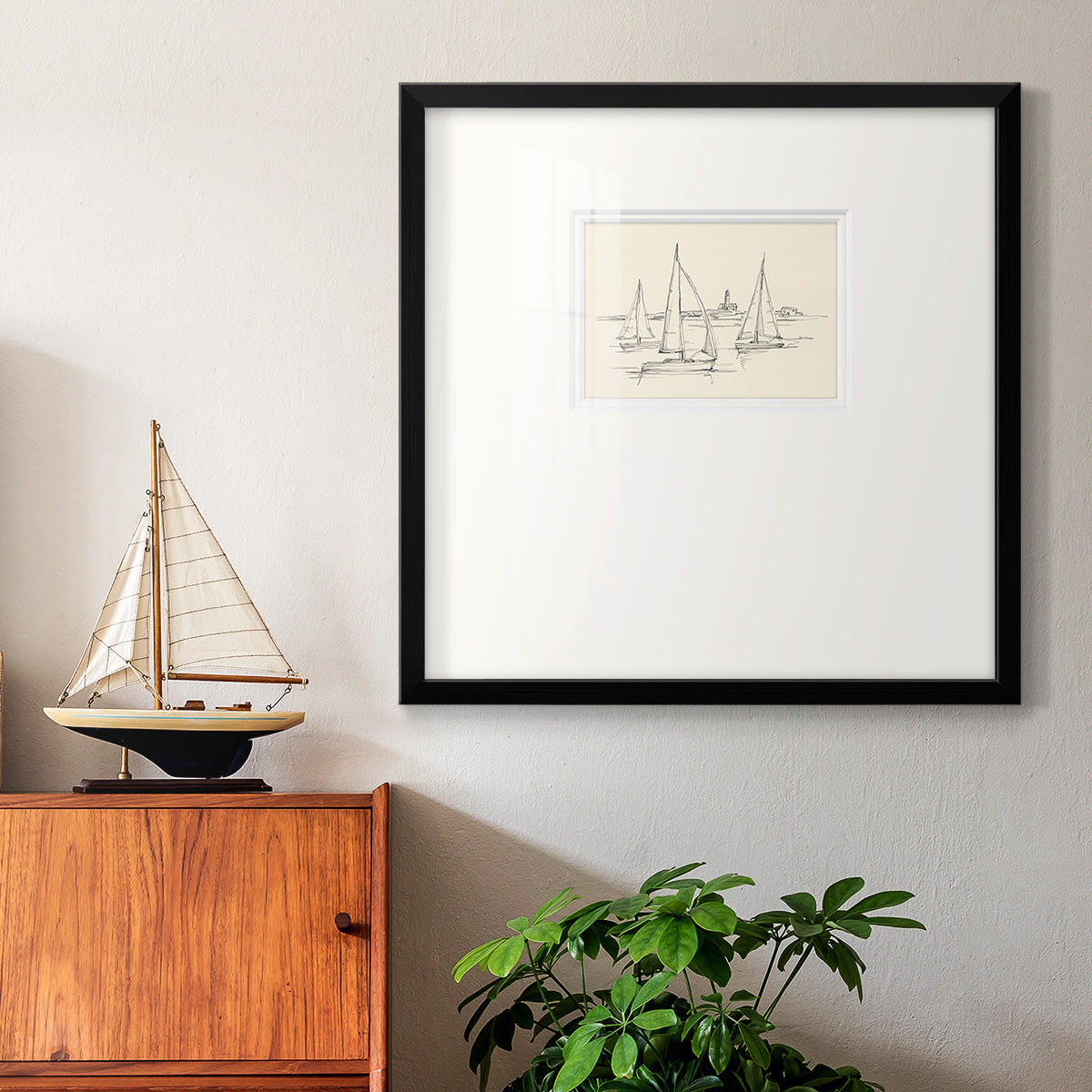 Coastal Contour Sketch II Premium Framed Print Double Matboard