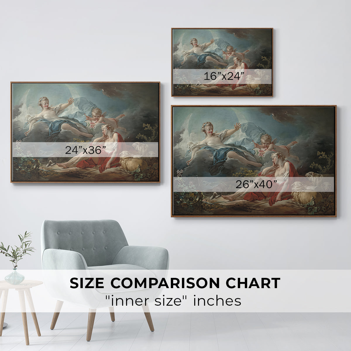Diana and Endymion, c. 1753-1756 - Floater Framed Canvas Print