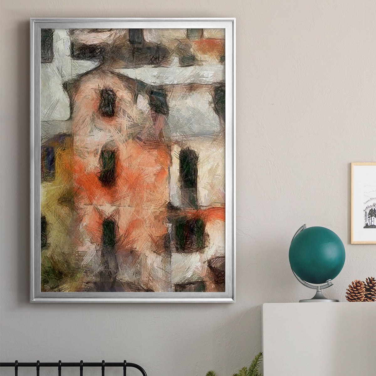 Stacked Houses IV - Modern Framed Canvas Print