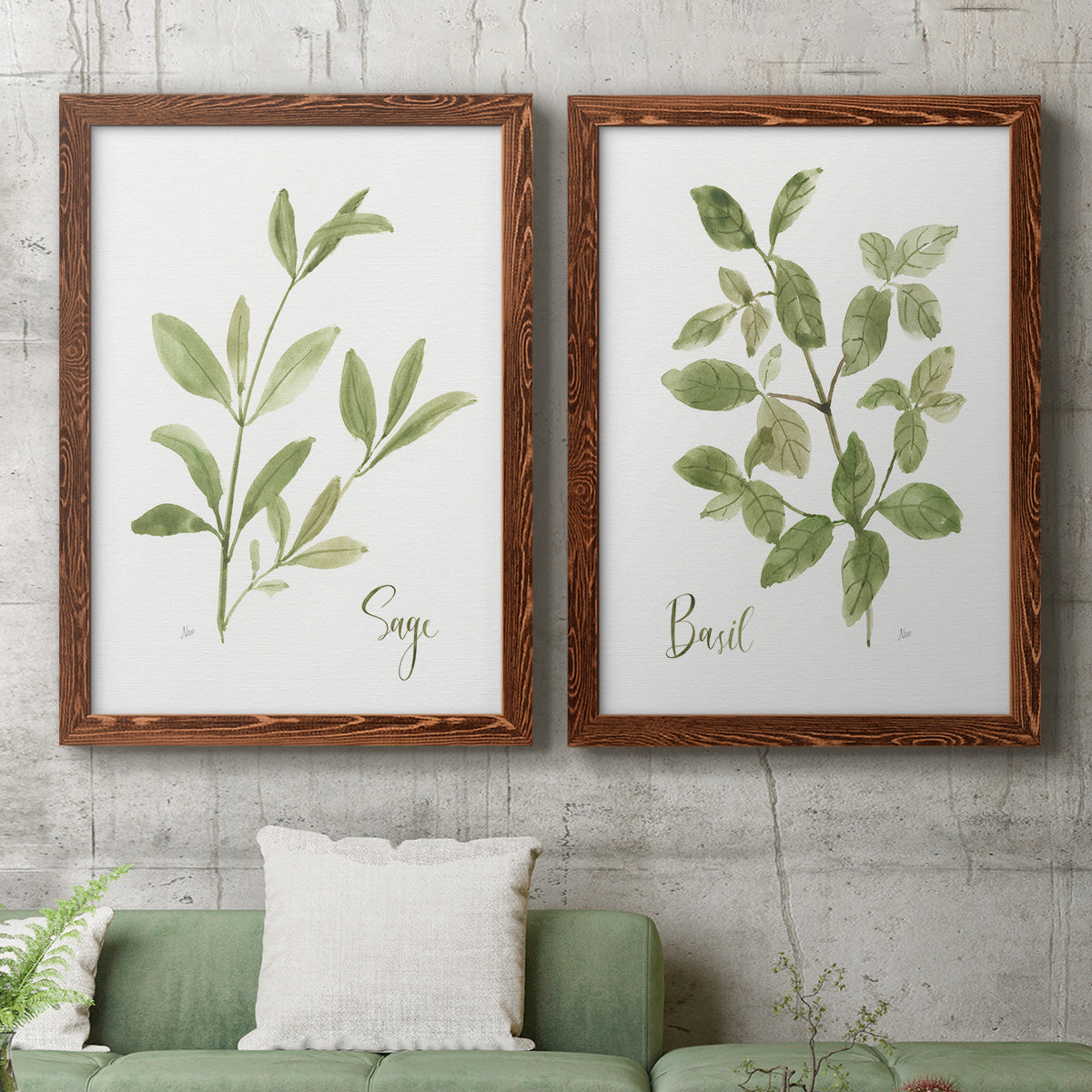 Herb Sage - Premium Framed Canvas 2 Piece Set - Ready to Hang