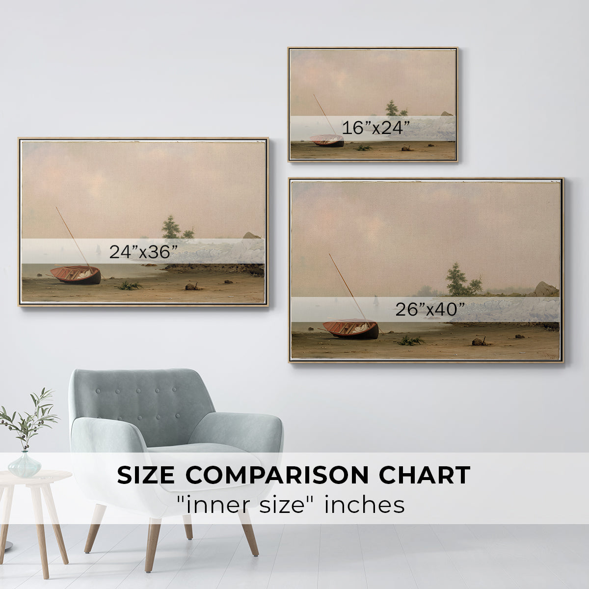 The Stranded Boat, 1863 - Floater Framed Canvas Print