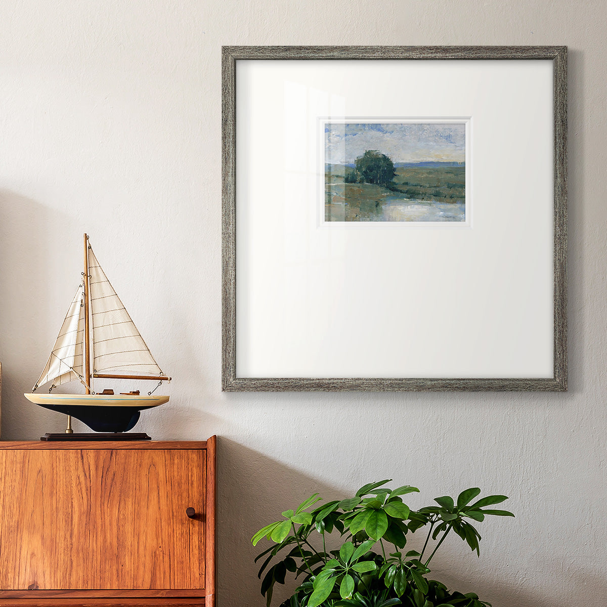 Riverbank Impression I Premium Framed Print Double Matboard