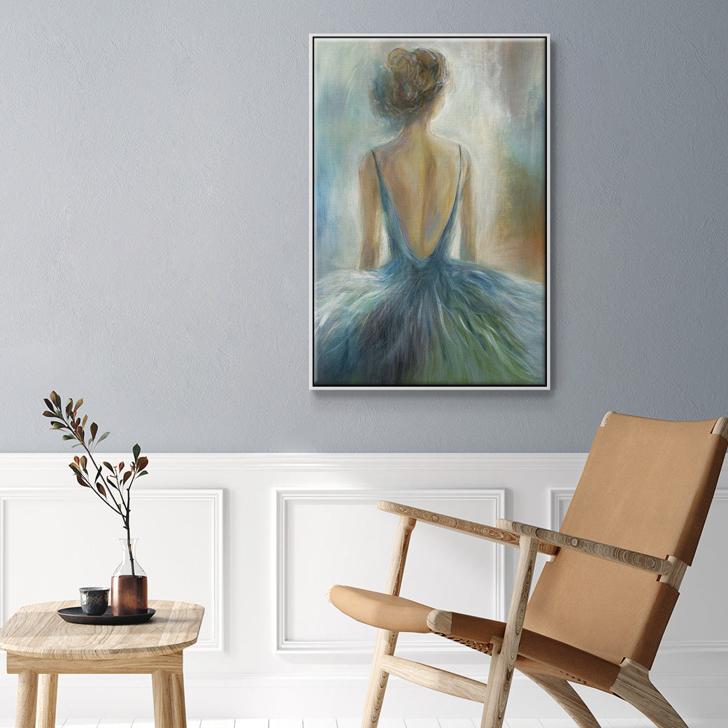 Lady in Blue Framed Premium Gallery Wrapped Canvas - Ready to Hang