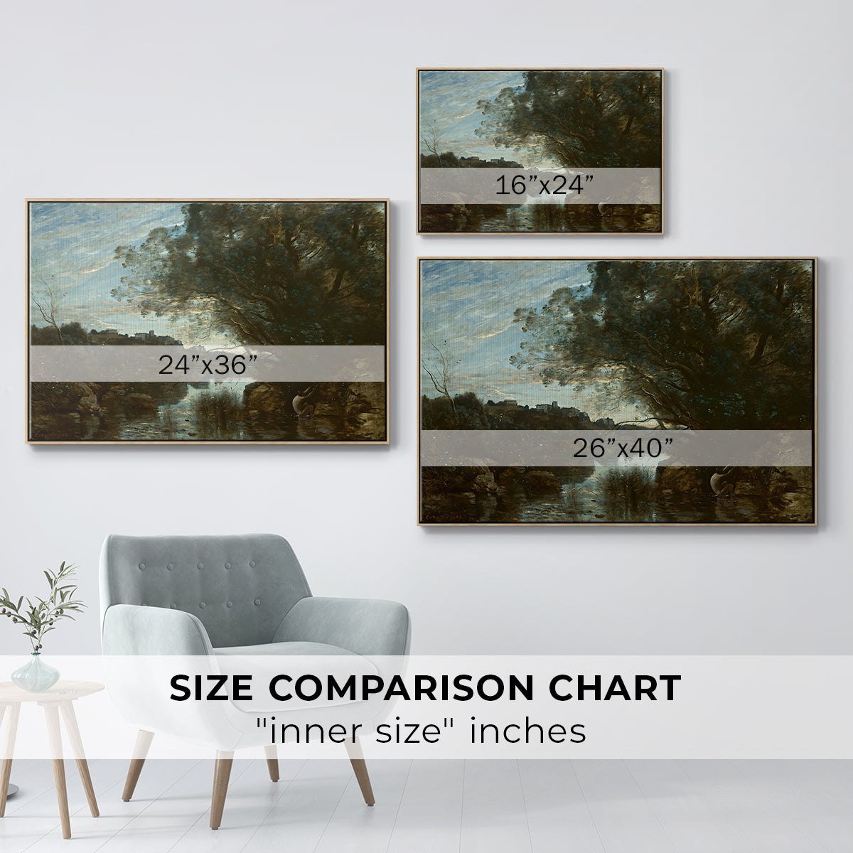 Souvenir of the Environs of Lake Nemi, 1865 - Floater Framed Canvas Print