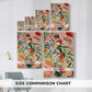 Size comparison chart for canvas art prints, showing multiple size options.