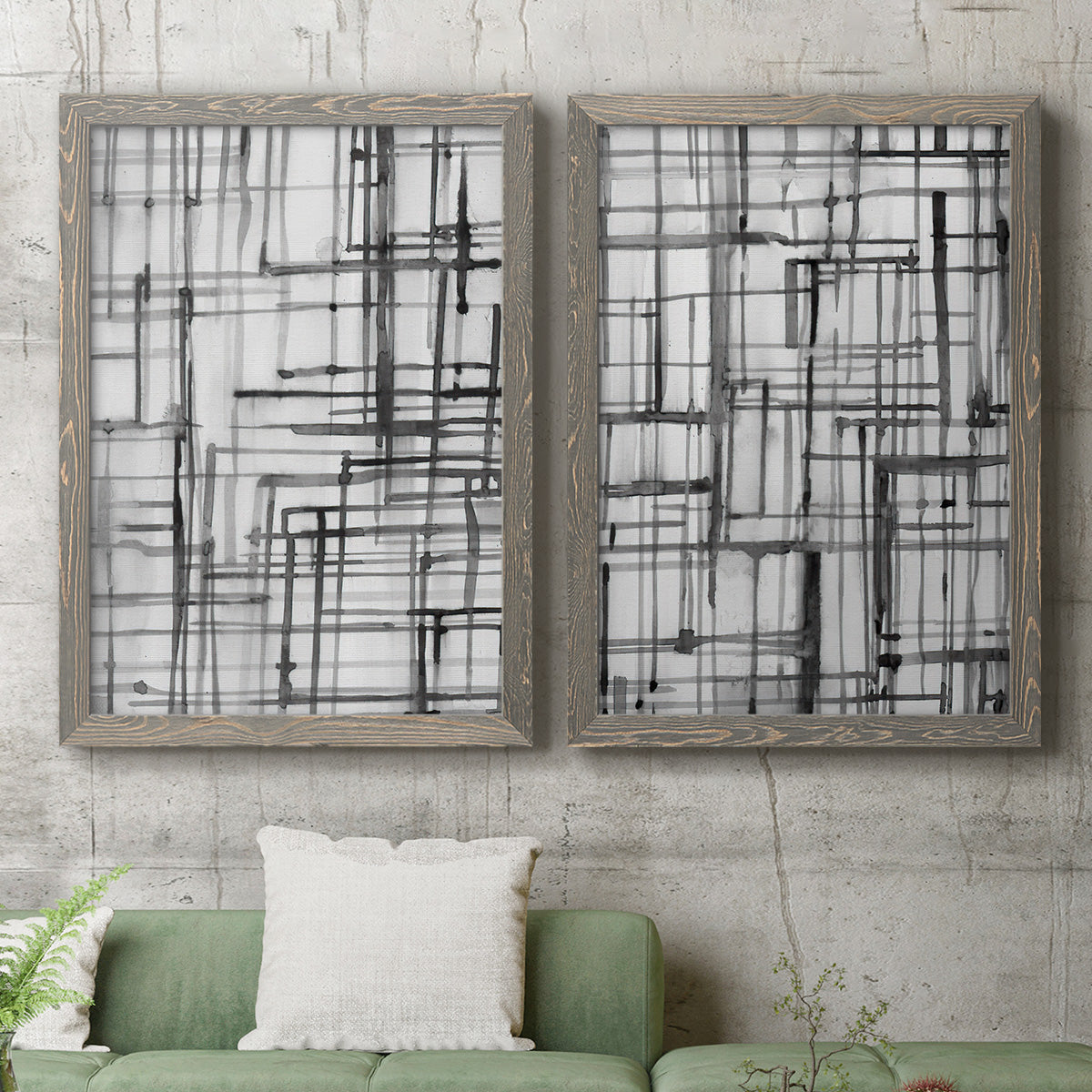 Line Meditation I - Premium Framed Canvas 2 Piece Set - Ready to Hang