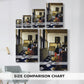 Size comparison chart for canvas art prints, showing multiple size options.