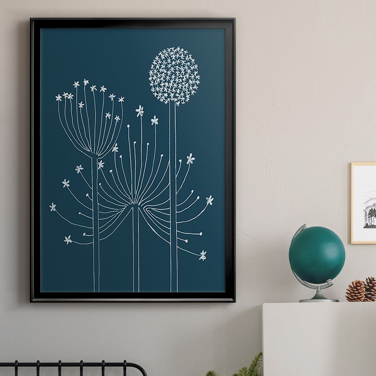 Graphic Alliums II - Modern Framed Canvas Print