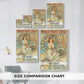 Size comparison chart for canvas art prints, showing multiple size options.
