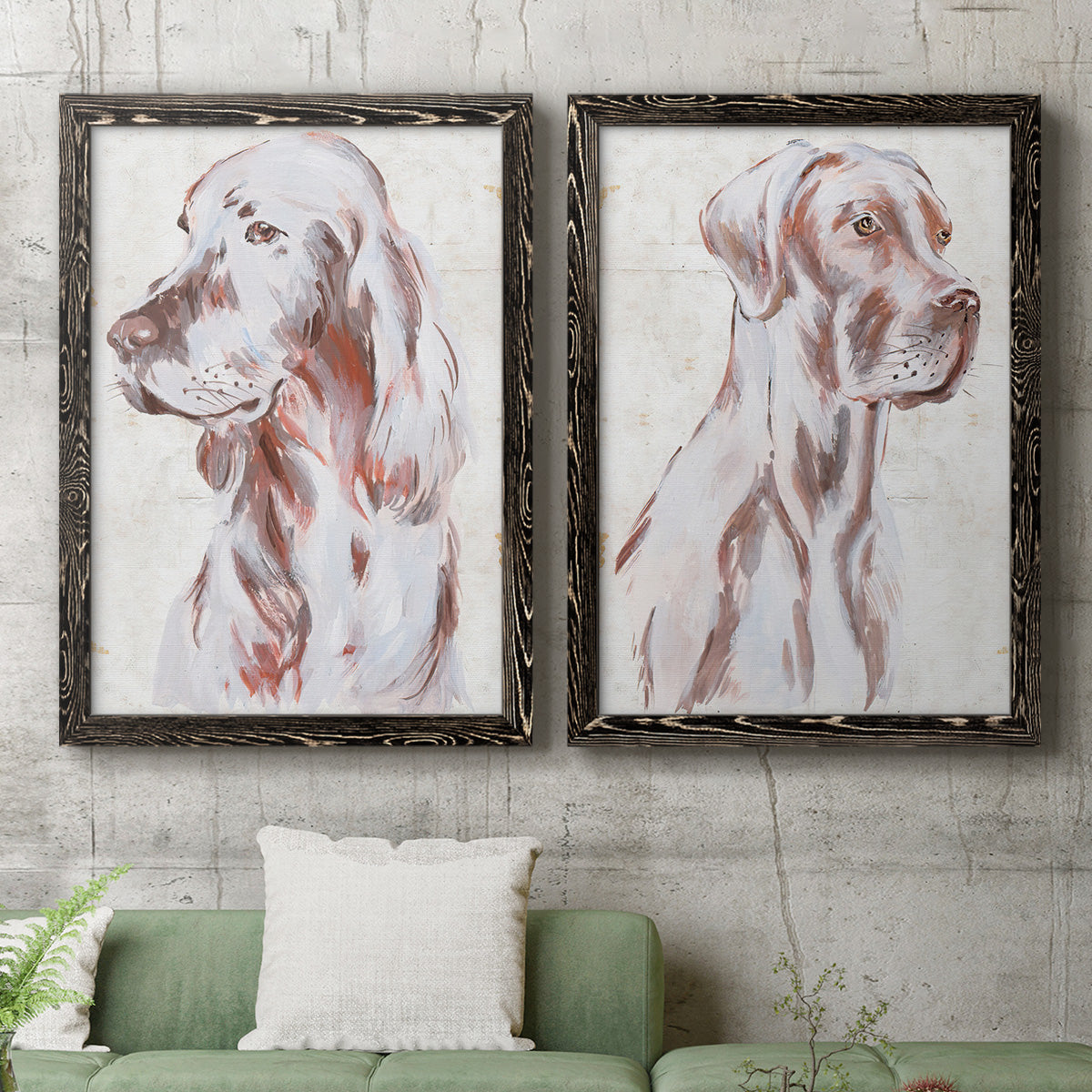 Sitting Dog III - Premium Framed Canvas 2 Piece Set - Ready to Hang