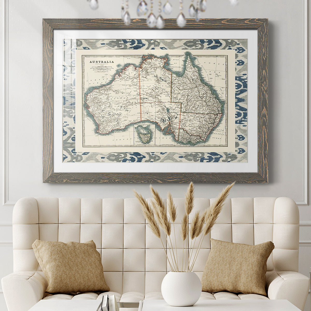 Bordered Map of Australia-Premium Framed Print - Ready to Hang