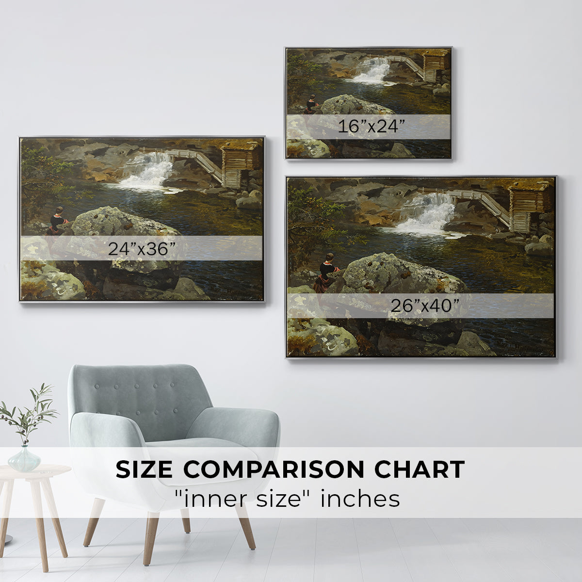 By the Mill Pond (En Mølledam), 1850 - Floater Framed Canvas Print