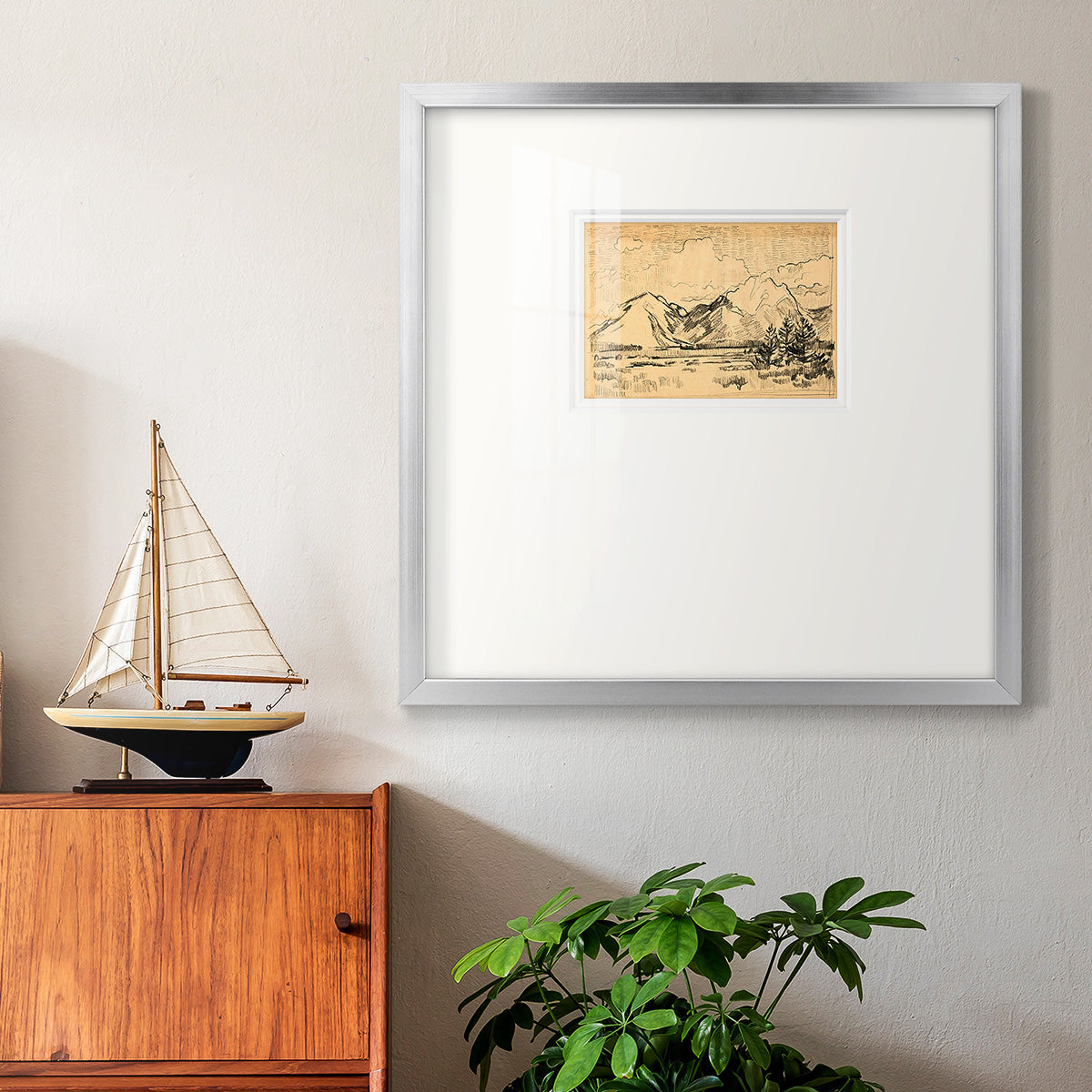 Hatched Horizon II Premium Framed Print Double Matboard