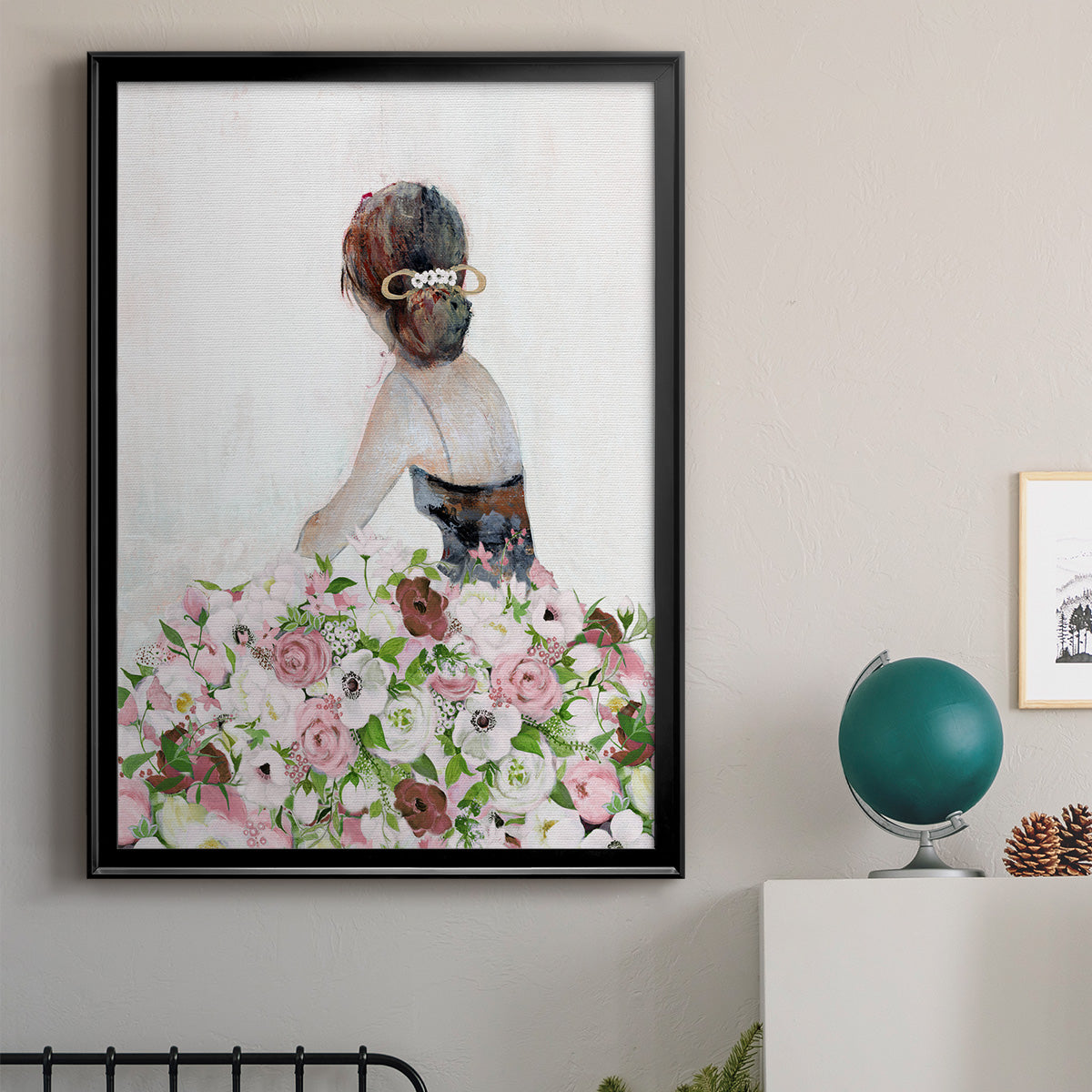 Beautiful Floral Contemplation II - Modern Framed Canvas Print