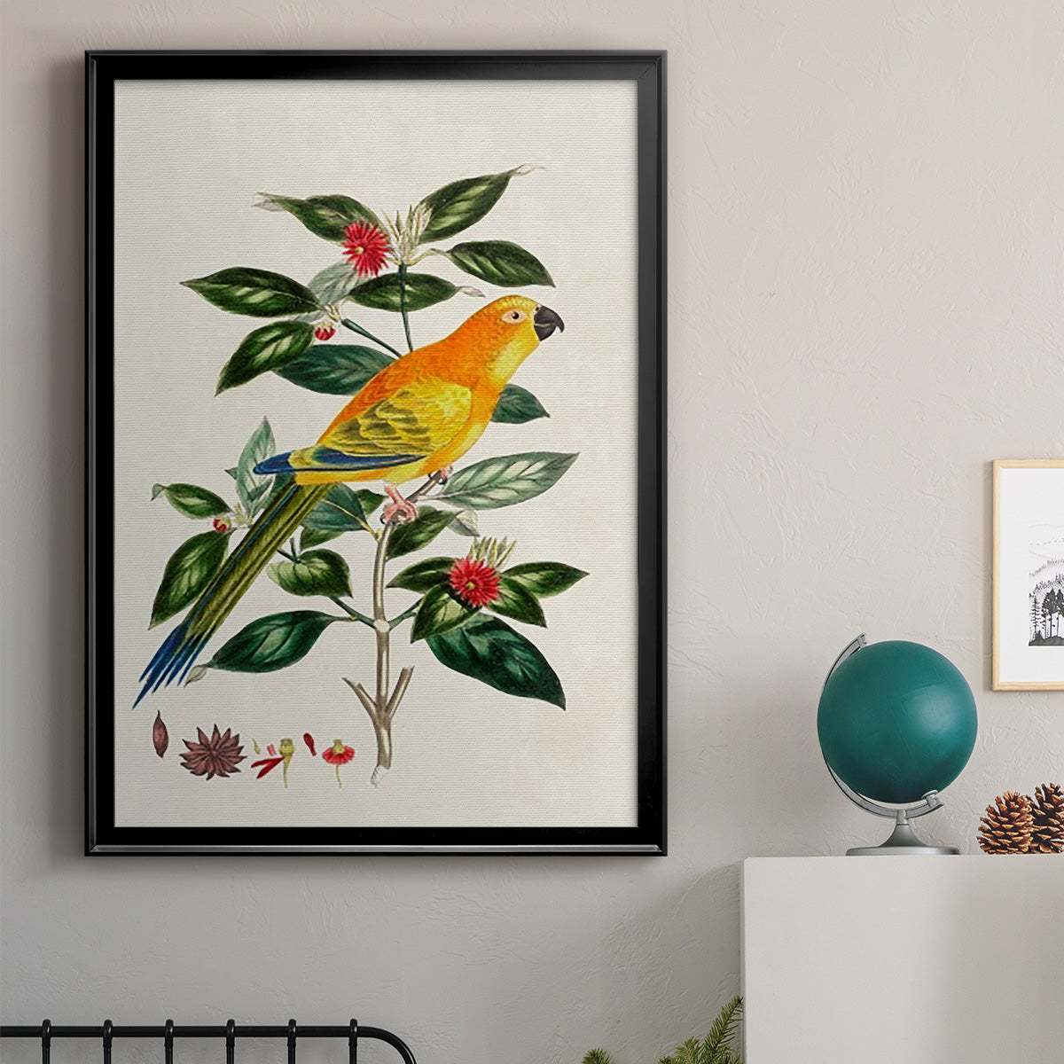 Bird in Habitat V - Modern Framed Canvas Print