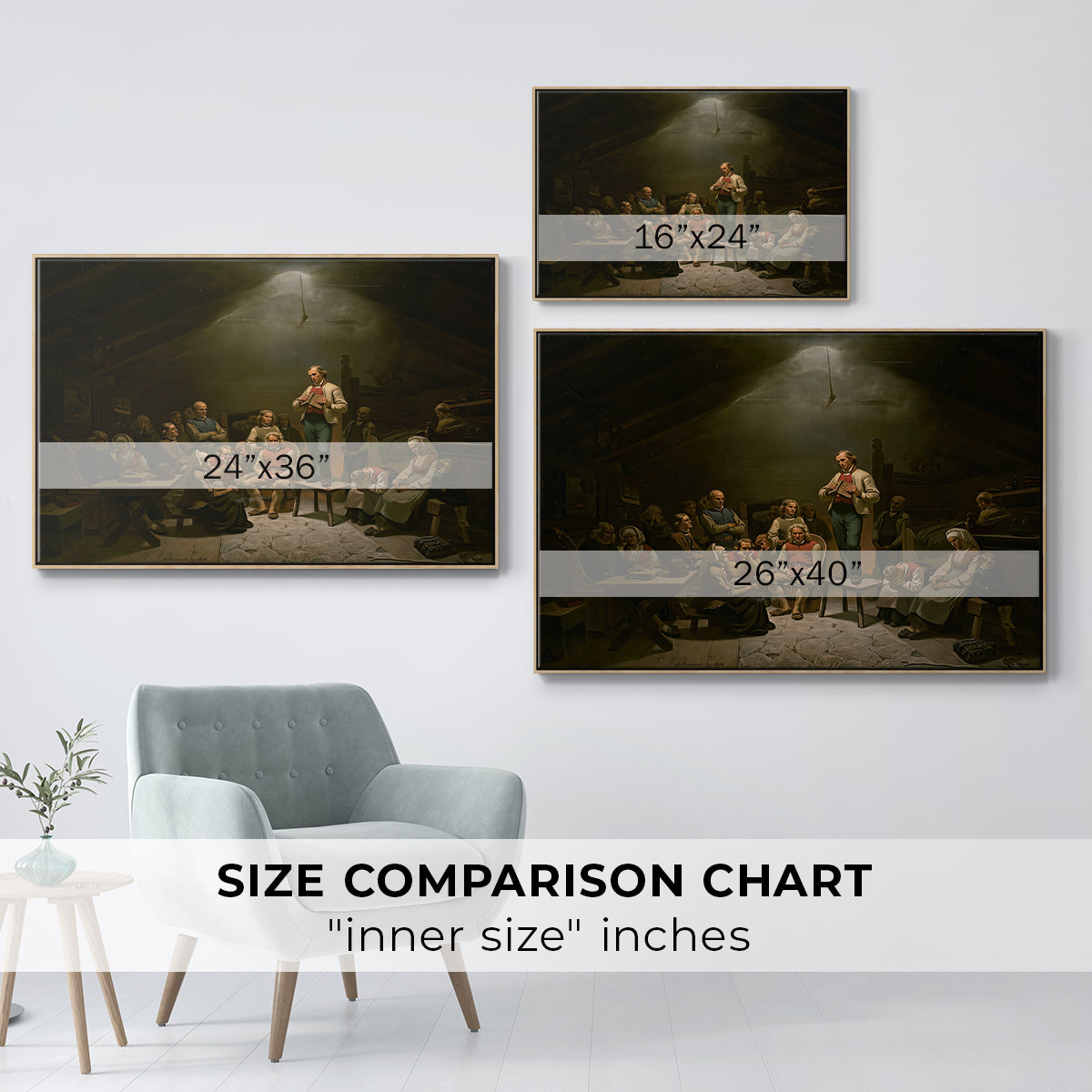 Low Church Devotion (Haugianerne), 1848 - Floater Framed Canvas Print