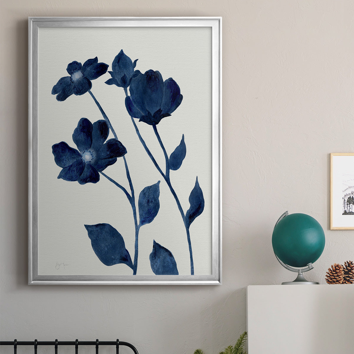 Indigo Bloom I - Modern Framed Canvas Print