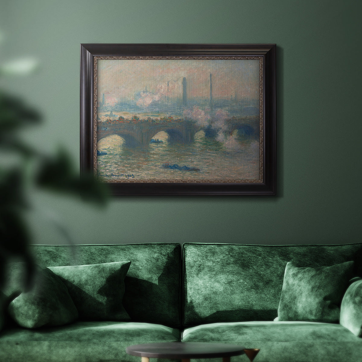 Waterloo Bridge, Gray Day - Ornate Framed Canvas Print