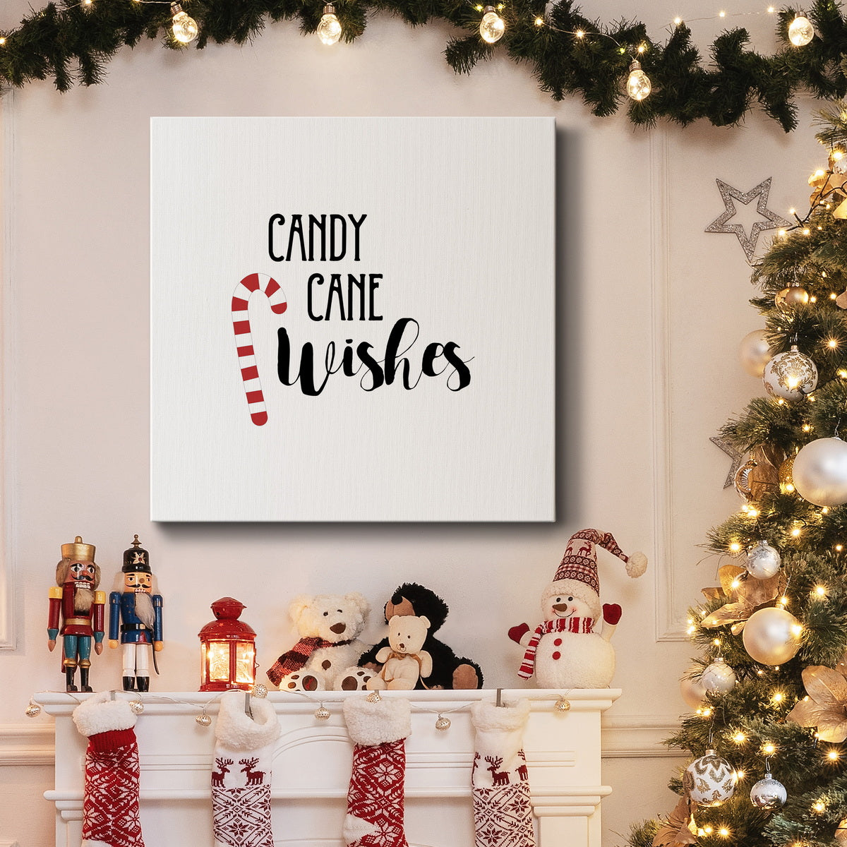 Candy Cane Wishes-Premium Gallery Wrapped Canvas - Ready to Hang