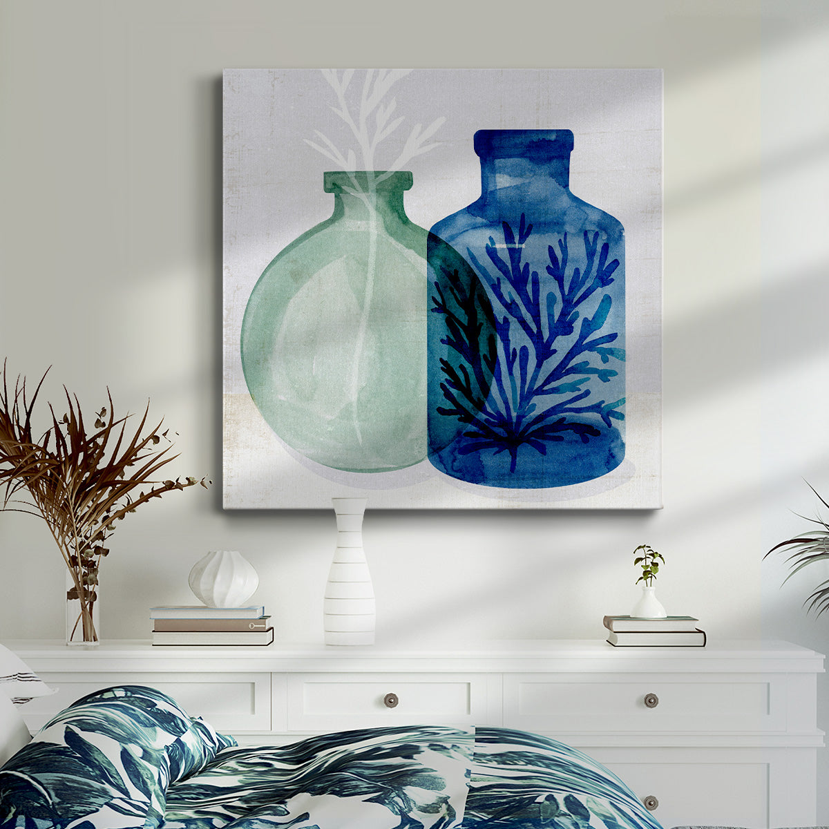 Sea Glass Vase II - Canvas Art Print