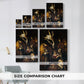 Size comparison chart for canvas art prints, showing multiple size options.