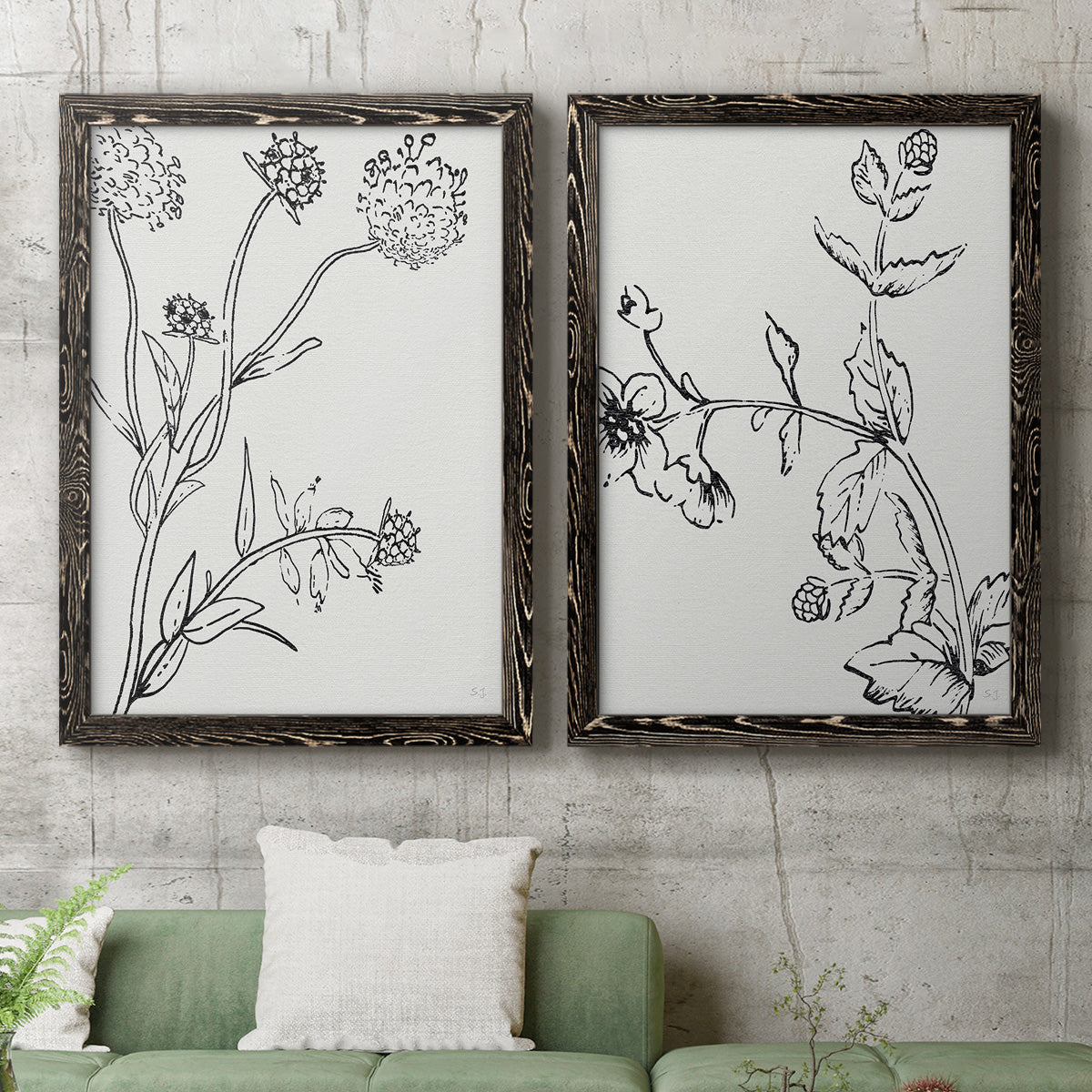 Botanical Study I   - Premium Framed Canvas 2 Piece Set - Ready to Hang