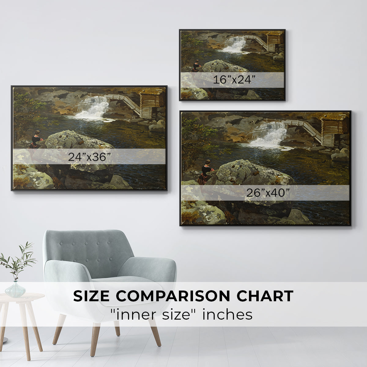By the Mill Pond (En Mølledam), 1850 - Floater Framed Canvas Print