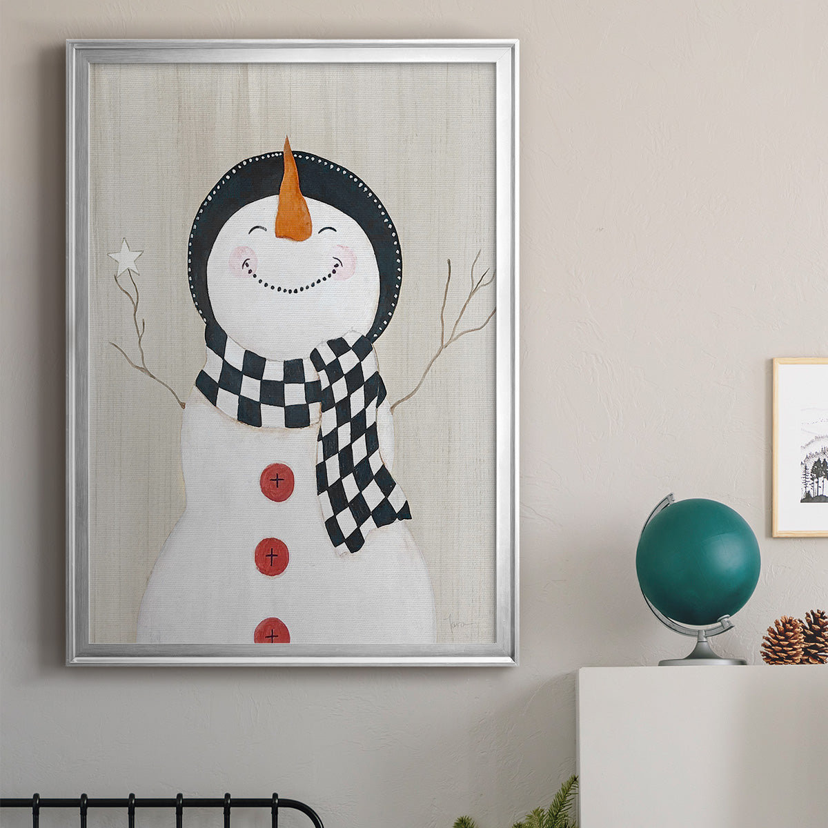 Festive Snowman II - Modern Framed Canvas Print