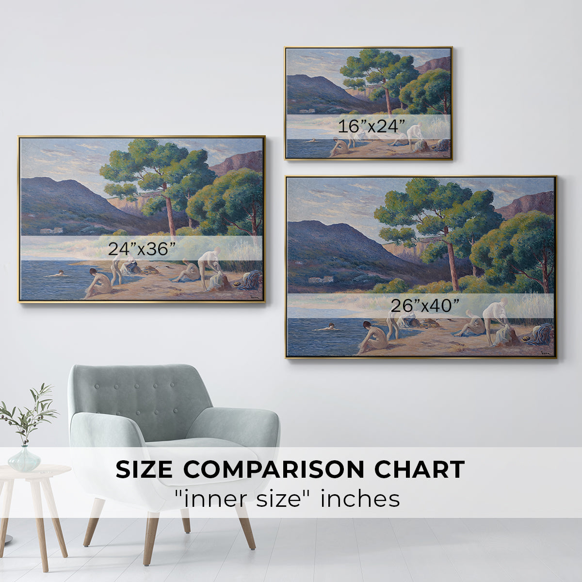 Bathers in Saint-Tropez, c. 1909 - Floater Framed Canvas Print