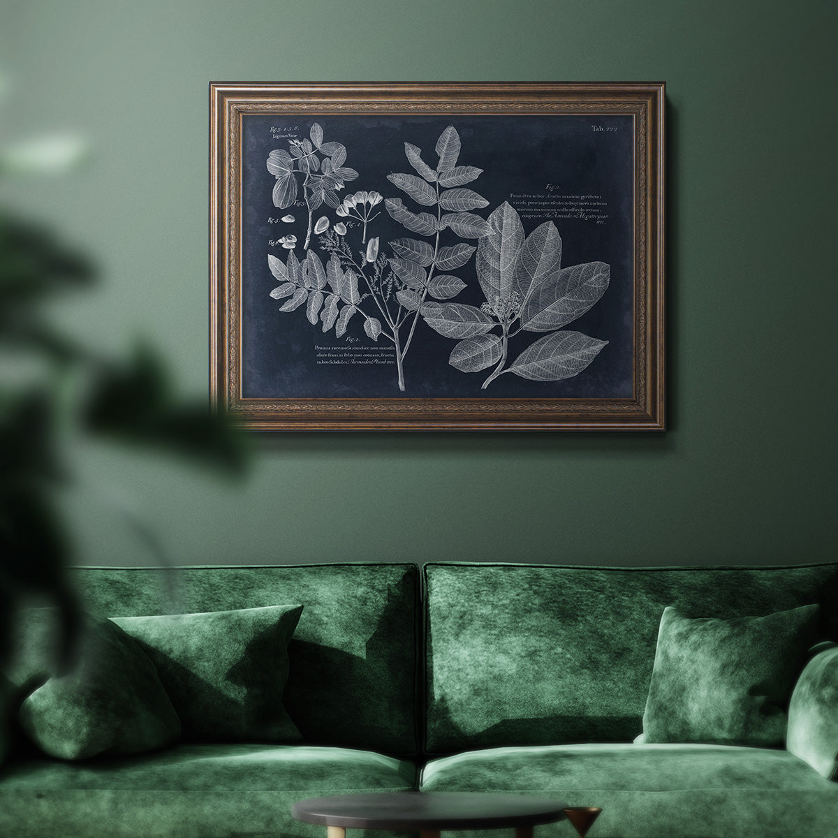 Foliage on Navy V Premium Framed Canvas- Ready to Hang