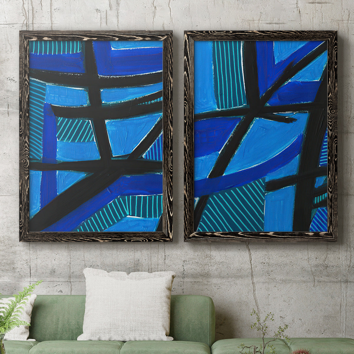 Involved Blues I - Premium Framed Canvas 2 Piece Set - Ready to Hang