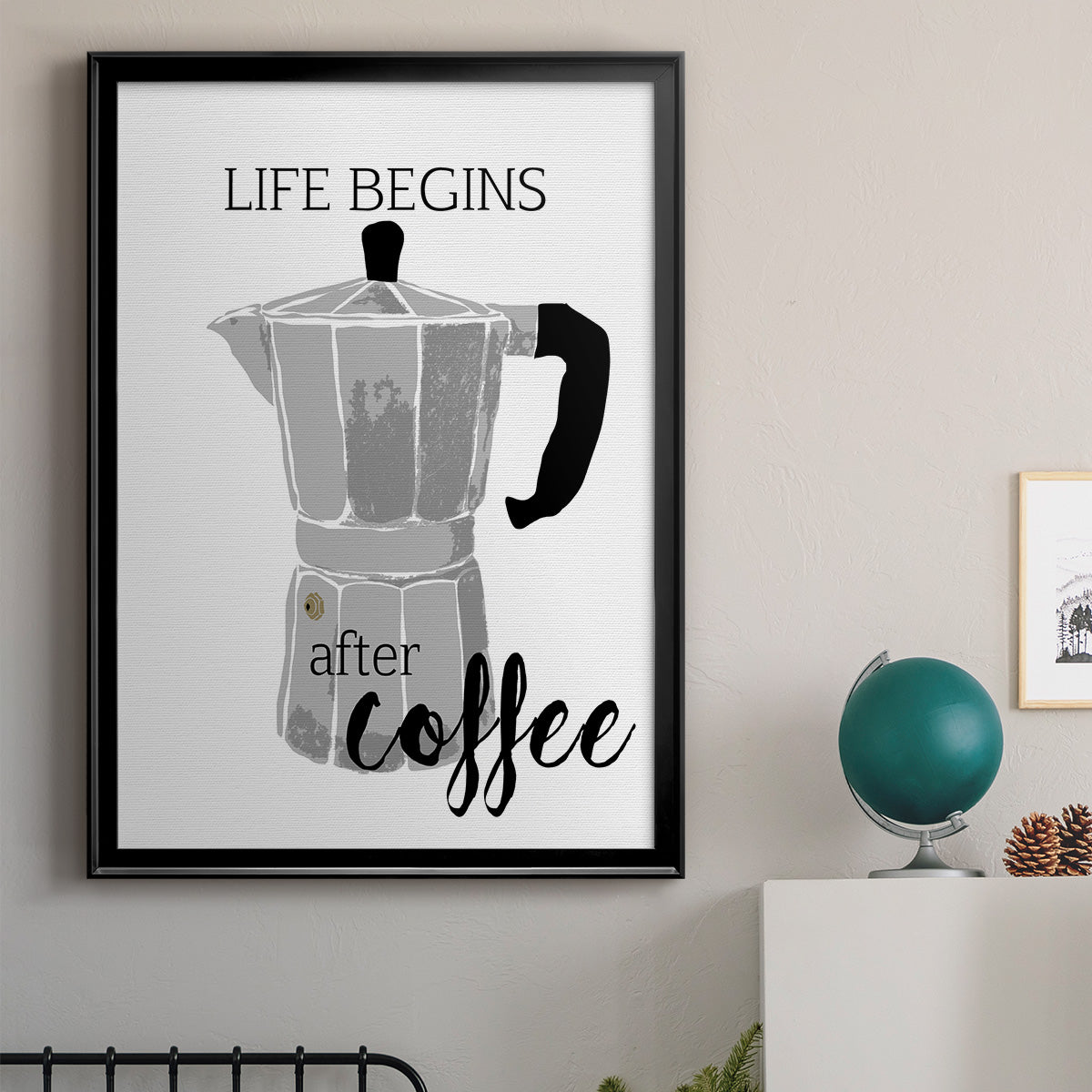 Begins After Coffee - Modern Framed Canvas Print