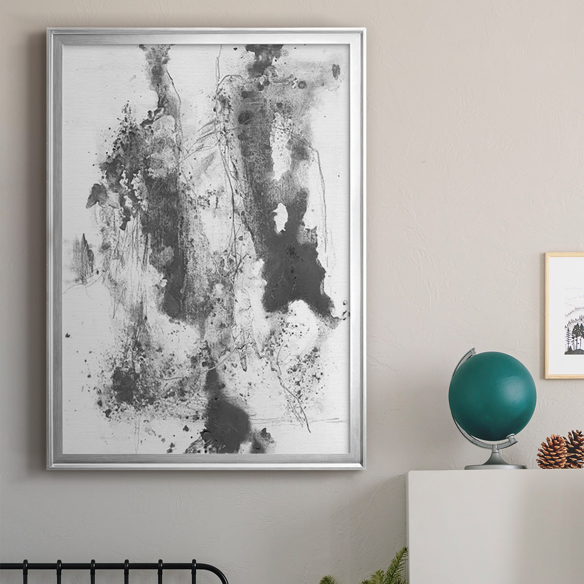 Graphite Abstract III - Modern Framed Canvas Print