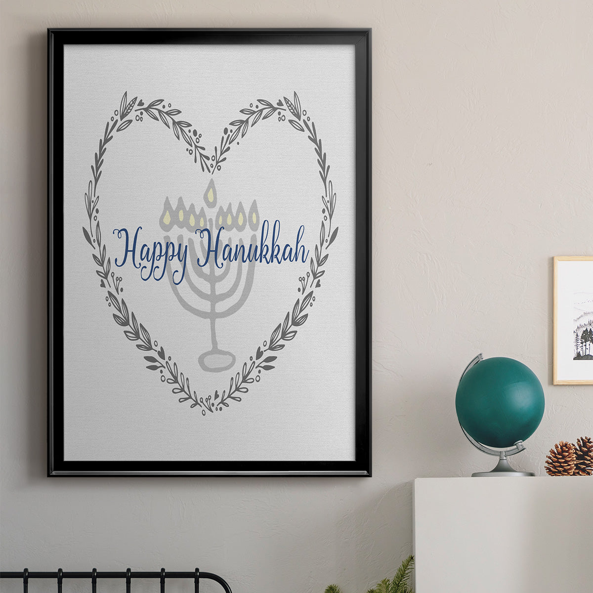 Hanukkah Heart - Modern Framed Canvas Print