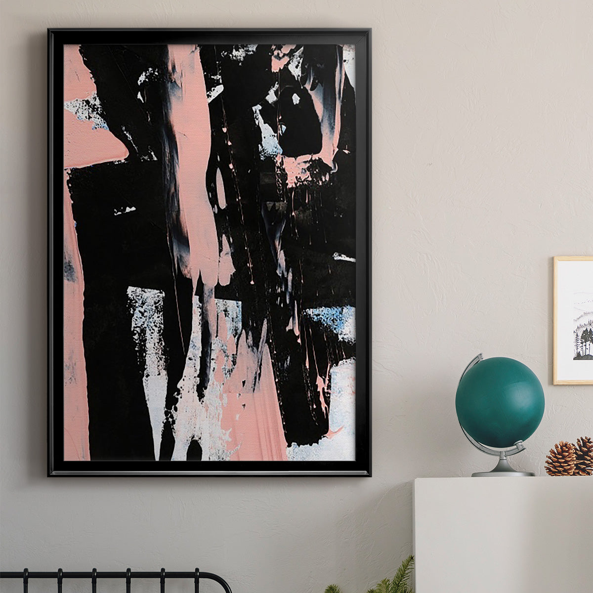 Black & Blush I - Modern Framed Canvas Print