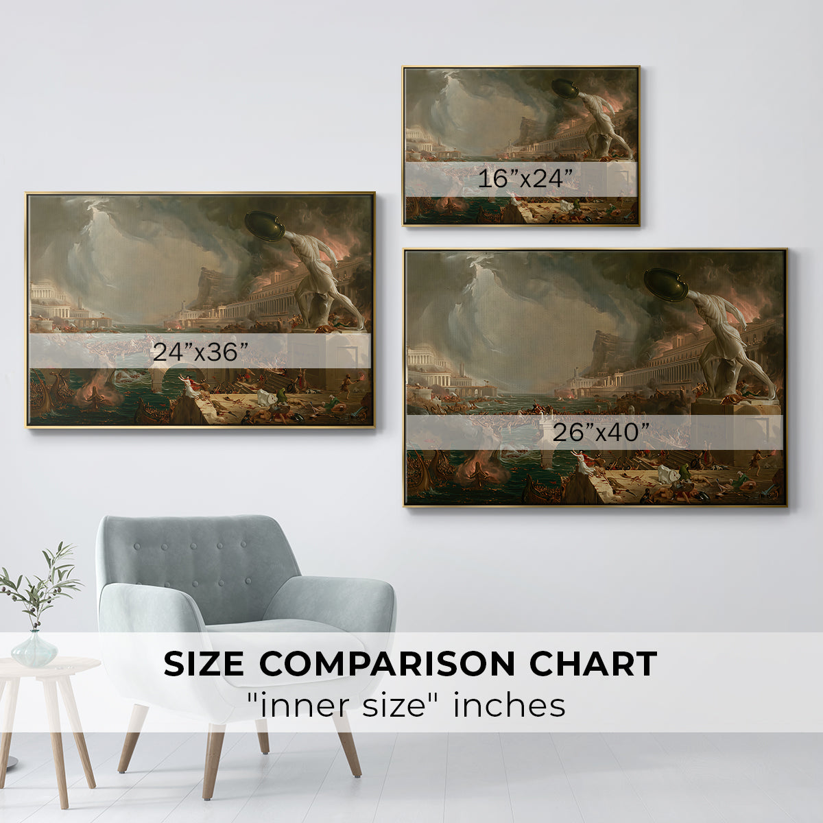 The Course of Empire: Destruction, 1836 - Floater Framed Canvas Print